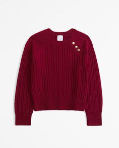 girls cable button crew sweater | girls tops | Abercrombie.com Spring Sweaters, Girls Jumpers, Cable Knit Jumper, Open Front Sweater, Stitching Details, Spring Sweater, Soft Sweater, Abercrombie Kids, Fall Kids