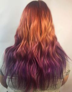 Peekaboo Hair Color Auburn, Lavender Ombre Hair, Red And Purple Hair, Lavender Hair Ombre, Red Purple Hair, Lavender Ombre, Brown Ombre Hair Color, Bang Hair, Violet Hair Colors