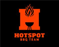 the logo for hotspot bbq team, with flames coming out of it