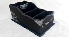 Spooky organizer, Spiderweb organizer, Gothic makeup holder, Makeup spider holder, Gothic organizer, Gothic home decor, Gothic wedding gift, Vampire decor, Spiderweb decor, Bathroom Goth decor, Vampire bedroom, Black makeup holder, Goth Christmas gift *Makeup wooden organizer  *Organizer is painted in black metallic color. There is a silver patina at the edges. il. Organizer contains 4 makeup compartments. It has enough space for storing your makeup. There are interesting details on the makeup h Diy Gothic Jewelry Holder, Bathroom Goth, Spiderweb Decor, Vampire Bedroom, Gothic Make Up, Vampire Decor, Goth Christmas, Plastic Letters, Wooden Organizer