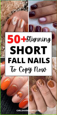 November Nails Fall, Short Fall Nails, November Nail Designs, Short Nail Ideas, Simple Fall Nails, Cute Short Nails, Fall Manicure, Fall Nail Trends, Fall Gel Nails