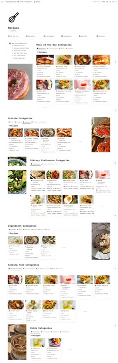 an image of a website page with food items on it