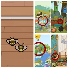 the game is showing three different images and one has two bees on it, while another shows