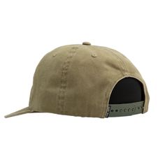 the hat is tan and has a black patch on the front, with an olive green visor