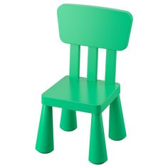 a green plastic chair on a white background