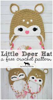 the little deer hat is crocheted and has two faces