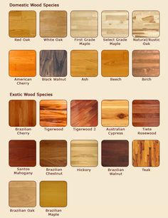 the different types of wood are shown in this screenshote screen shot from an iphone