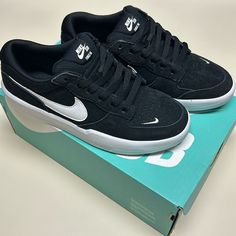 Nike Sb Force 58, Black Suede, Men’s 4.5/Women’s 6, Box Included Nike Sb Force 58 Outfit, Tenis Aesthetic, Nike Sb Force 58, Black Shoes For Women, Neon Running Shoes, Nike Sb Shoes, Tenis Nike, Pink Running Shoes, Nike Id