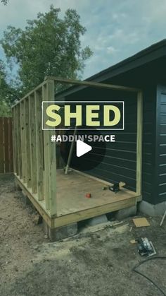 a shed with the words shed added to it