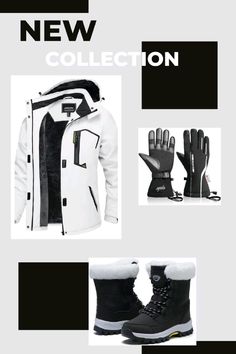 New winter collection. Winter jacket, gloves and boot all in black and white. #blackandwhite  #blackandwhiteoutfit  #fashion #modeststreetwear #muslim #snowfall Modest Streetwear, New Winter Collection, Waterproof Jacket Women, Black And White Fashion, Winter Skiing, Modest Wear, Winter Outfits For Work, Fleece Coat, Waterproof Jacket