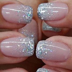 328 likes, 3 comments - merlin_nails on July 19, 2016: "Simple sparkling ombre #crystalnails #gel #gelnails #nail #nails #nailstagram #nailsofinstagram ..." Silver Glitter Ombré Nails, Glitter Dip Nail Ideas, Pretty Ombre Nails Sparkle, Ombre Holiday Nails, Nude Ombre Nails With Glitter, Silver Acrylic Nail Designs, Christmas Ombre Nails Winter, Ombre Christmas Nails, Winter Ombre Nails