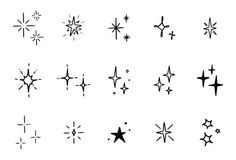 the stars are drawn in different styles and sizes