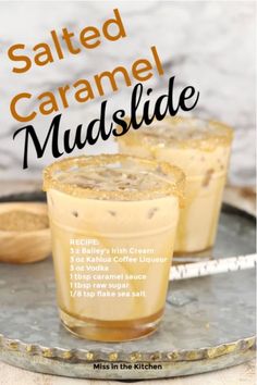 salted caramel mudslide recipe on a tray