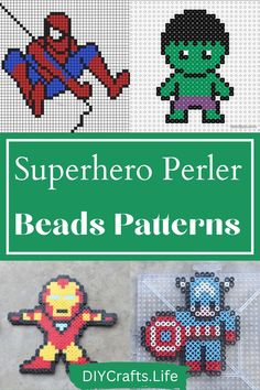 the book cover for superhero perler bead patterns by diycrafts life