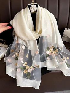 Elegant Shawl, Embroidered Scarf, Women Scarf, Scarf Women Fashion, Hijab Scarf, Women Shawl, Lightweight Scarf, Scarf Design