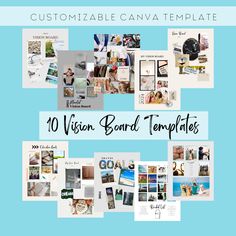 a collage of photos with the words 10 vision board templates