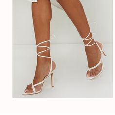 White Lace Up Thong Heels Blush Pumps, Holographic Heels, Blue Stilettos, Feather Heels, Clear Strap Heels, Tie Up Sandals, Clear Block Heels, Orange Heels, Tie Up Heels