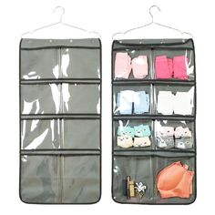 PRICES MAY VARY. Non-woven Fabric 90G Thicken Non Woven Fabric and Clear PVC pockets, much more sturdy and durable than mesh pockets. DUAL-SIDED hanging organizer, 8 large clear pockets on each side, 17.2" W * 33.8" H inch. Space for all of your essentials things, such as underwear, socks, pantyhose, padded bras,etc. Transparent pockets holder organizer to store scarves, hat, gloves and t-shirts, etc. Good visual on all items, easy to find and save your time. Removable heavy duty metal hanger in Closet Storage Accessories, Hanging Closet Storage, Bra Storage, Scarf Organization, Non Woven Fabric, Electronics Storage, Hanging Closet, Hanging Organizer, College Dorm Rooms