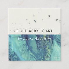 the cover of fluid acrylic art by lauren adversson, featuring blue and white marble