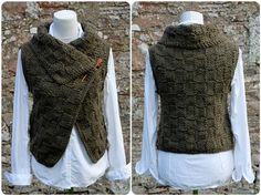 the vest is knitted and ready to be used as a scarf or shawl