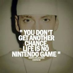 a man wearing a white hat with the words, you don't get another chance life is no nintendo game