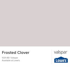 a white and gray color scheme with the words frosted clover