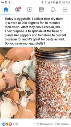 a jar filled with lots of food next to an image of eggs and other things