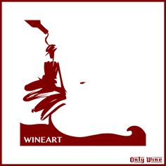 a red and white poster with the words wine art