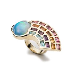 Medium Rainbow Ring with Moonstone – Brent Neale Aa Jewelry, Bling Accessories, Rainbow Ring, Jewelry Lifestyle, Rain Collection, Ellsworth Kelly, Alexis Bittar Jewelry, Signature Bracelet, Ear Climbers Earrings