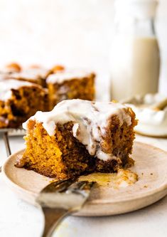 a piece of cake on a plate with a fork