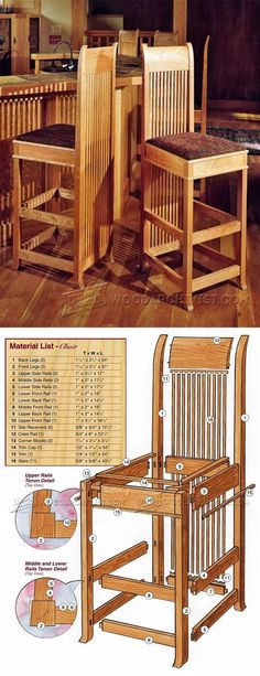 a wooden table and chairs with measurements