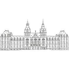 Digitale ‘pentekening’ van het Rijksmuseum in Amsterdam Detailed Coloring Pages, Line Drawing, Coloring Pages, Ipad, Doodles, Architecture