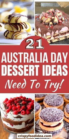 twelve australia day dessert ideas to try from crepyfooddas com, including cakes and cupcakes