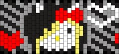 the pixel art is made with different colors and shapes, including black, white, yellow and red