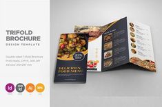 a brochure is shown with an image of food items on the front and back