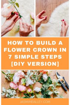 How Do You Make A Flower Crown, Artificial Flower Crown Diy, How To Make A Floral Crown, Dried Flower Crown Diy, How To Make Flower Crown, How To Make A Flower Crown, Making Flower Crowns, Cottagecore Birthday, Flower Crown Bar