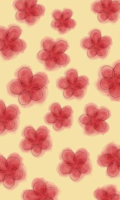 red flowers on a light pink background