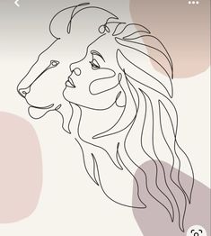 a drawing of a woman's face with long hair and an animal's head