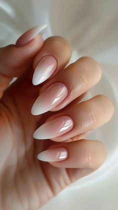 Top 40 Frombre French Manicure Ombre Nail Designs Trending Right Now Oval Ombré Nails, Ombre Nude Nails Almond Shape, Ombré French Dip Nails, Braid Nails Wedding, French Ombré Chrome, Chrome Ombre French Tip Nails, Ombré French Manicure, Neutral Ombre Nails Almond, Blended French Nails