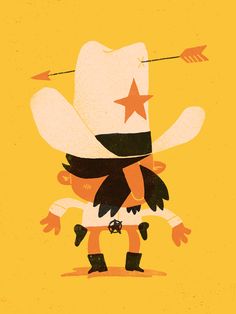 an illustration of a cowboy with a star on his hat and arrows in his hair