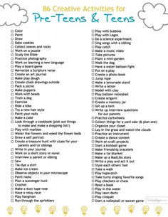 a printable worksheet for pre - teens and teens