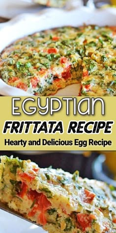 An egg Frittata recipe with Pinterest overlay. Breakfast Frittata, Frittata Recipe, Persian Cuisine, Veg Dishes, Egg Recipe, Frittata Recipes, Egg Dish, Mediterranean Diet Recipes