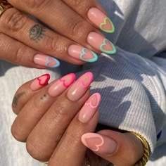 Heart Tip Nails, Spa Time, Minimalist Nail Art, Heart Nails, Funky Nails, Minimalist Nails, Pretty Acrylic Nails