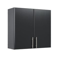 a black cabinet with two doors on it