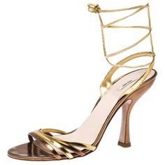 Check out this item from 1stdibs! Miu Miu Metallic Gold Leather Ankle Wrap Sandals Size 38: https://www.1stdibs.com/id-v_11372002 Century Shoes, Platform Wedges Shoes, Strappy Platform Sandals, Platform High Heel Shoes, Miu Miu Shoes, Ankle Wrap Sandals, Wrap Sandals, Stiletto Shoes, Ankle Wrap