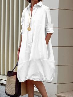 Elegant Sleeveless Solid Color Split-Side Shawl Collar Maxi Dresses Airplane Essentials, Fashion Eye Glasses, 40 Fashion, Cotton Shirt Dress, Midi Ruffle Dress, Urban Dresses, White Shirt Dress, Chic Dresses, Vestido Casual