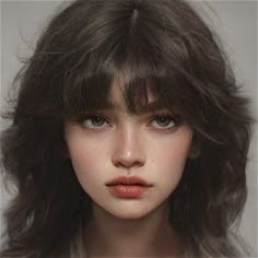 a close up of a doll with dark hair