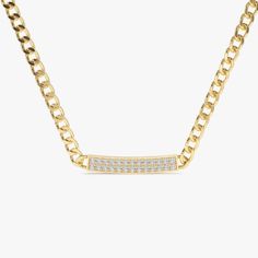 Cuban Chain Necklace / 14k Gold 3MM Curb Link Diamond Pave Necklace / Diamond ID Necklace / Diamond Bar Necklace by Ferkos Fine Jewelry * Made to Order. * Gold Kt: 14Kt * Choice of Gold Color: Yellow Gold * Length of Bar: 24MM * Width of Bar: 3.4MM * Round Diamond: 26 Pcs 1.4MM * Total CTW: 0.30ctw * Diamond Color-Clarity: G Color SI Clarity * Setting Type: Prong Setting ▶ Want to find out more? Check out my shop http://etsy.me/2lUcVnH ▶ Want to find out more Diamond Necklace - http://etsy.me/2m Diamond Bar Necklace, Pave Necklace, Cuban Chain Necklace, Gold Armband, Necklace Diamond, Diamond Bar, Ruby Jewelry, Wedding Jewellery Necklace, Wedding Necklaces