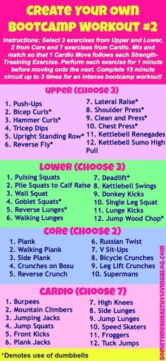 a poster with the words, create your own boot camp workout