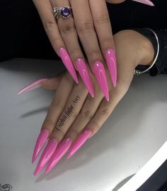 Xl Stiletto Nails, Pink Long Nails, Gel Toe Nails, Baddie Nails, Claw Nails